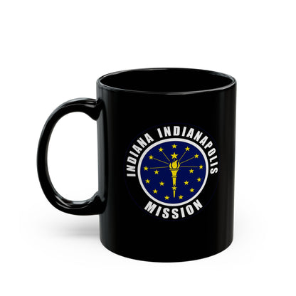 Indiana Indianapolis Mission State Flag Logo Ceramic Mug Black Name - Latter-Day Saint LDS Missionary Gift - Book of Mormon