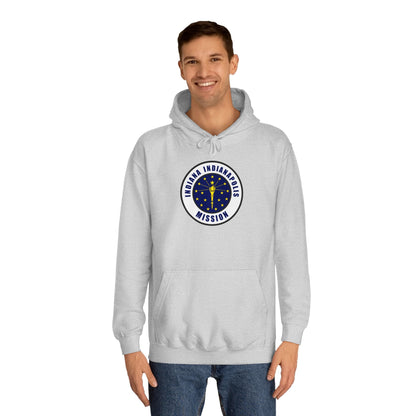 Indiana Indianapolis Mission State Flag Logo (White Border) College Hoodie