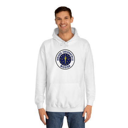 Indiana Indianapolis Mission State Flag Logo (White Border) College Hoodie