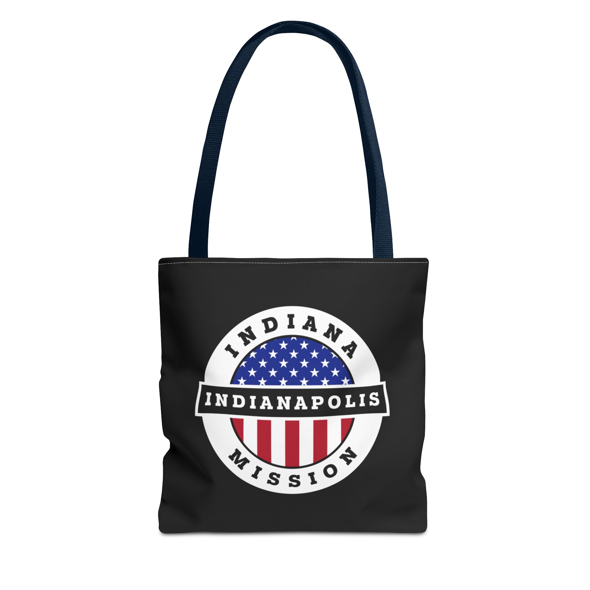 Indiana Indianapolis Mission USA Flag Logo Tote Bag Black - Latter-Day Saint LDS Missionary Gift - Book of Mormon