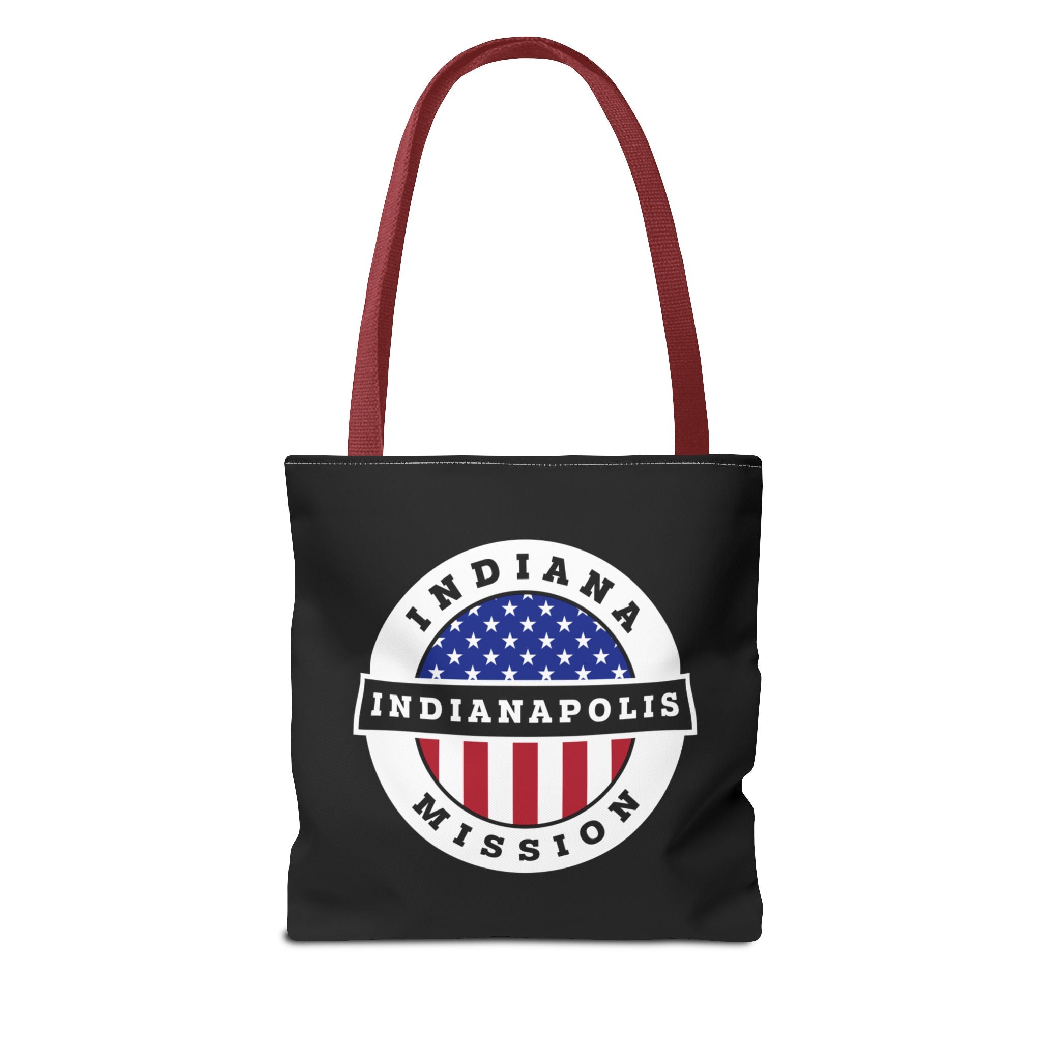 Indiana Indianapolis Mission USA Flag Logo Tote Bag Black - Latter-Day Saint LDS Missionary Gift - Book of Mormon