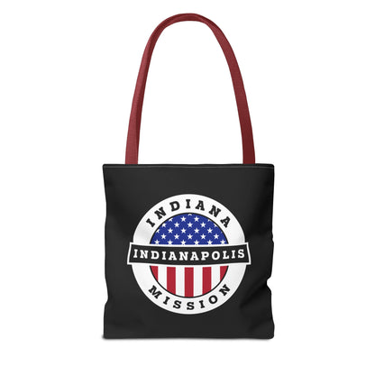 Indiana Indianapolis Mission USA Flag Logo Tote Bag Black - Latter-Day Saint LDS Missionary Gift - Book of Mormon