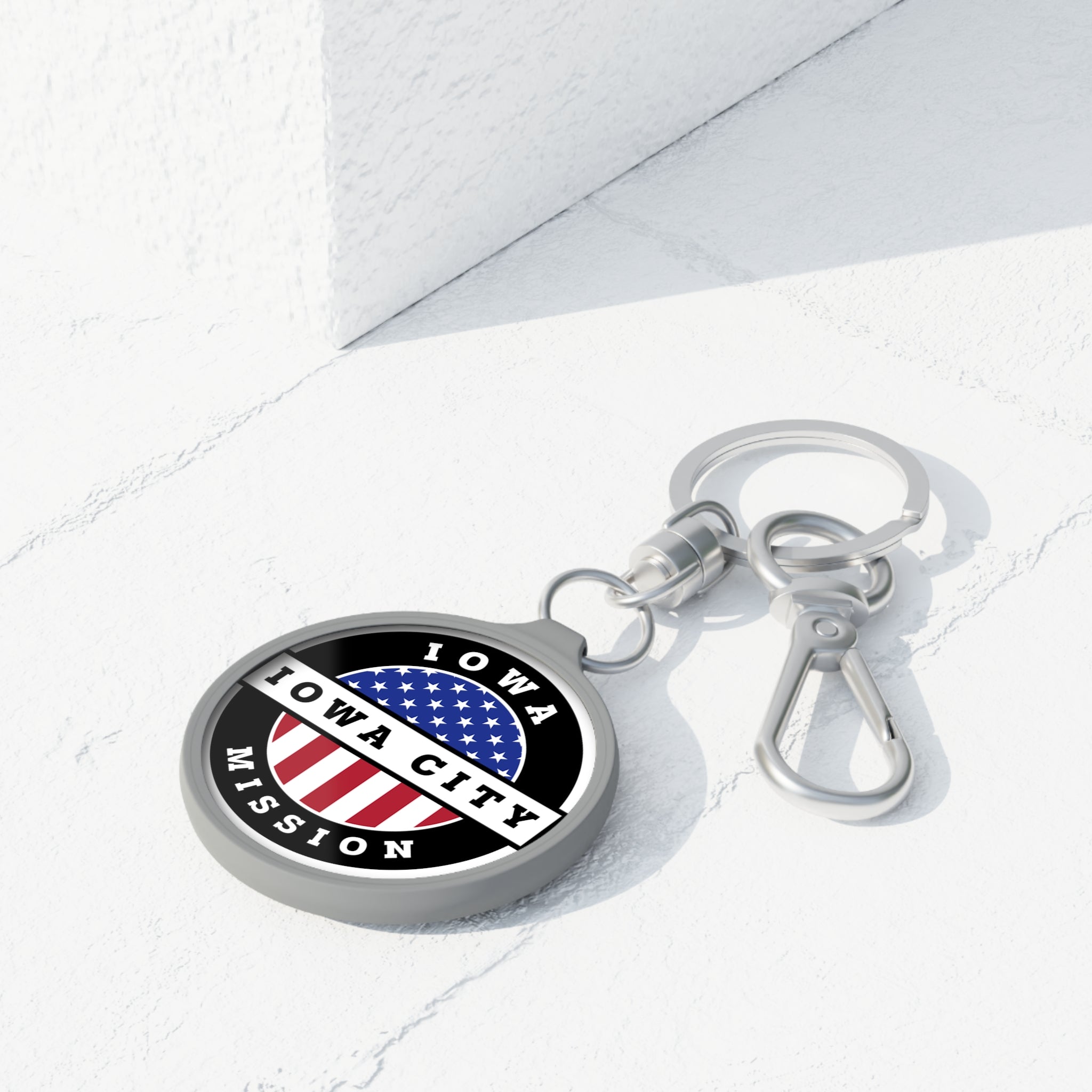 Iowa Iowa City Mission Circle Flag Key Tag - Latter-Day Saint LDS Missionary Gift - Book of Mormon
