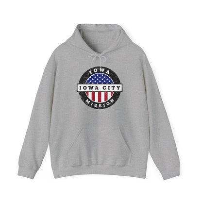 Iowa Iowa City Mission Circular USA Flag Hoodie - Latter-Day Saint LDS Missionary Gift - Book of Mormon