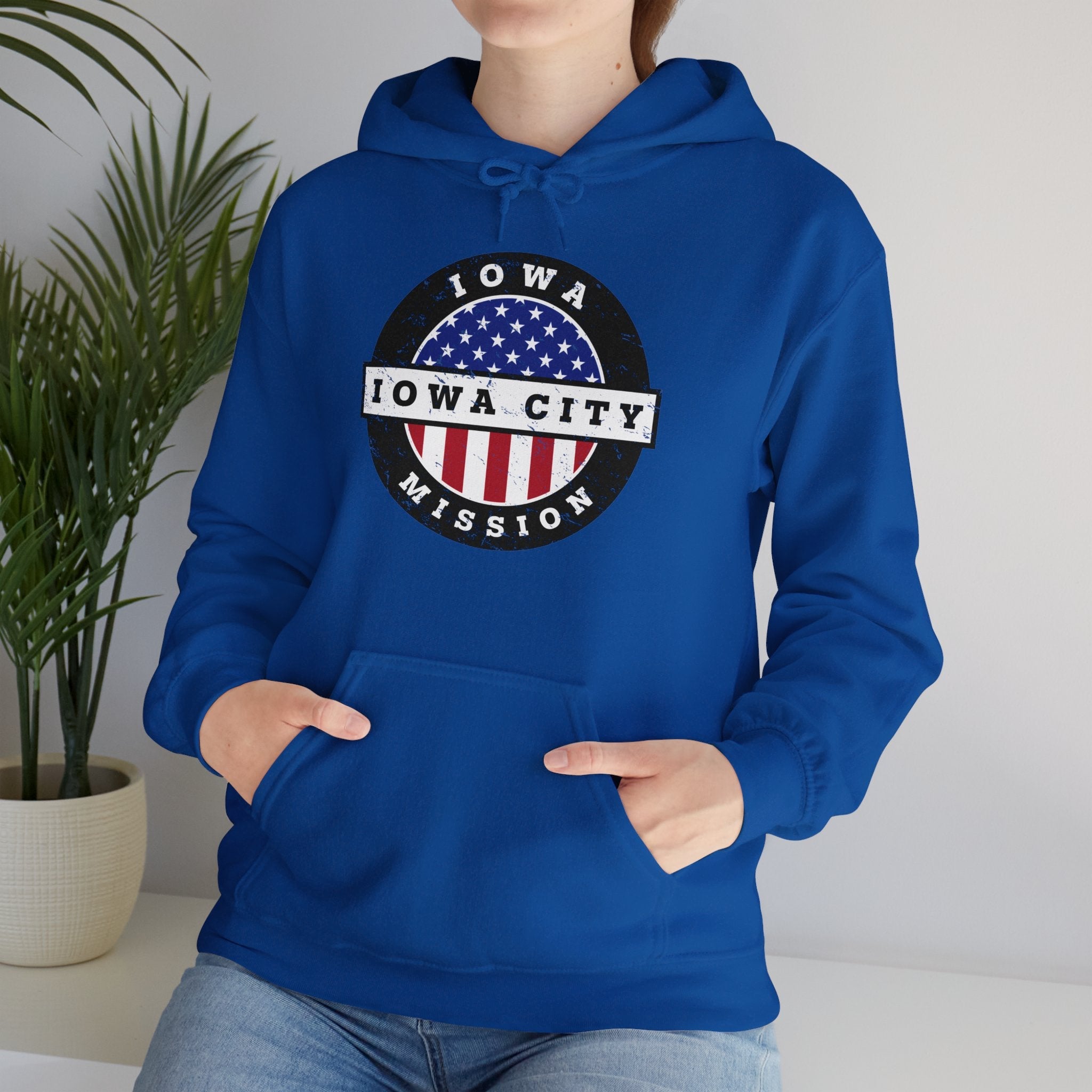 Iowa Iowa City Mission Circular USA Flag Hoodie - Latter-Day Saint LDS Missionary Gift - Book of Mormon