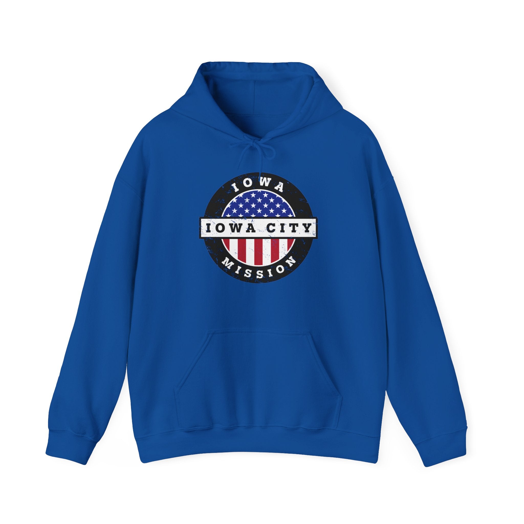 Iowa Iowa City Mission Circular USA Flag Hoodie - Latter-Day Saint LDS Missionary Gift - Book of Mormon