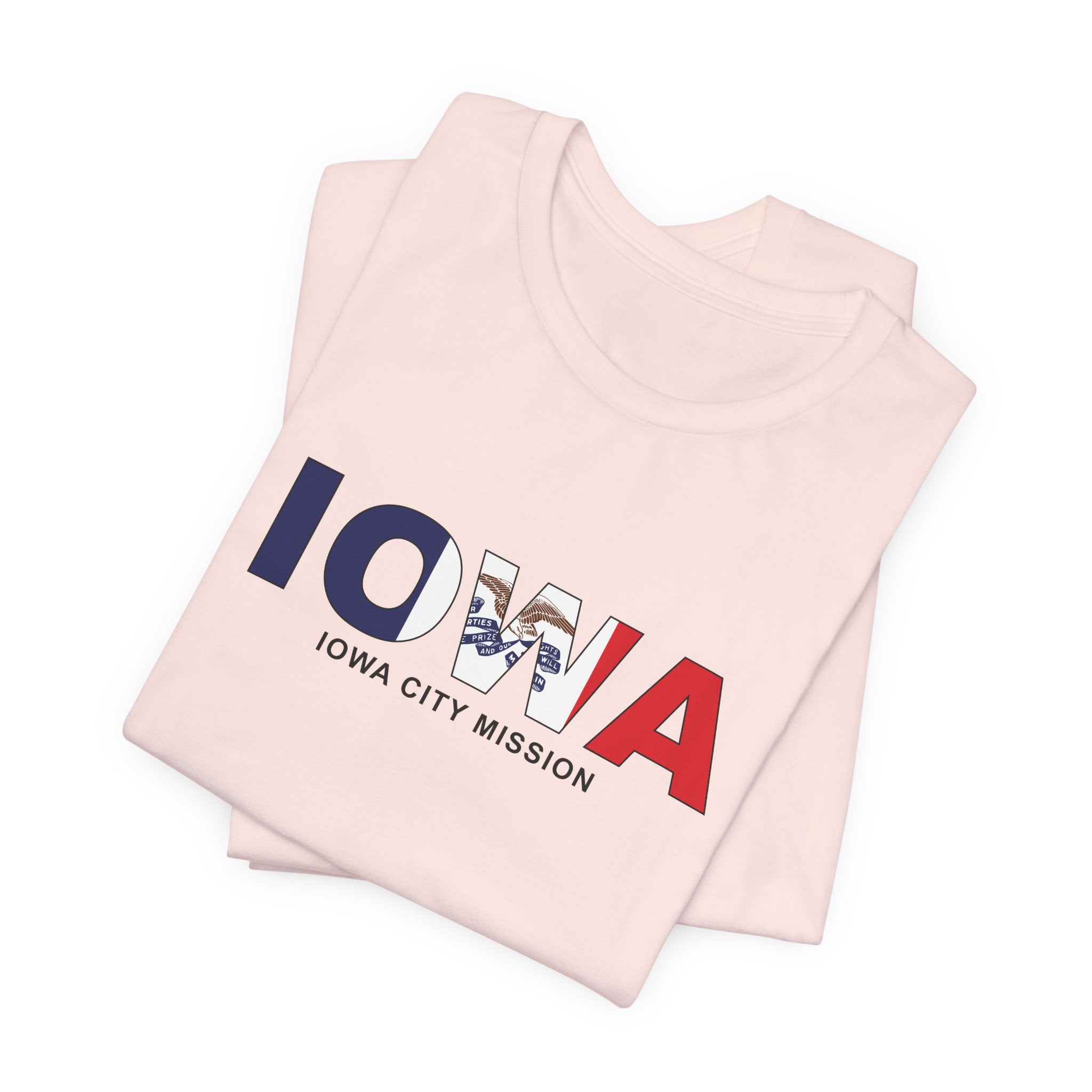 Iowa Iowa City Mission Flag Title T-shirt - Latter-Day Saint LDS Missionary Gift - Book of Mormon