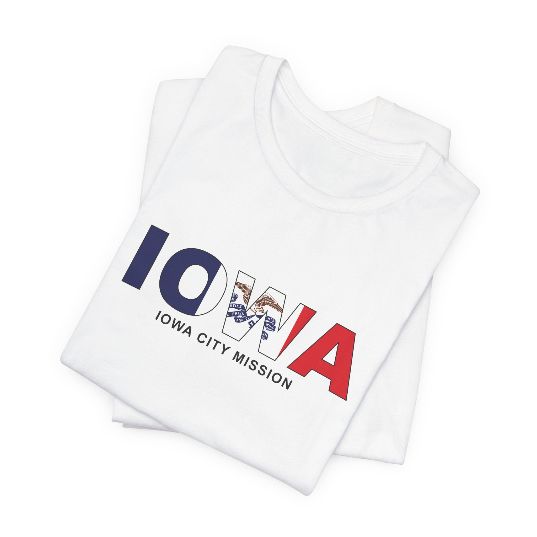 Iowa Iowa City Mission Flag Title T-shirt - Latter-Day Saint LDS Missionary Gift - Book of Mormon