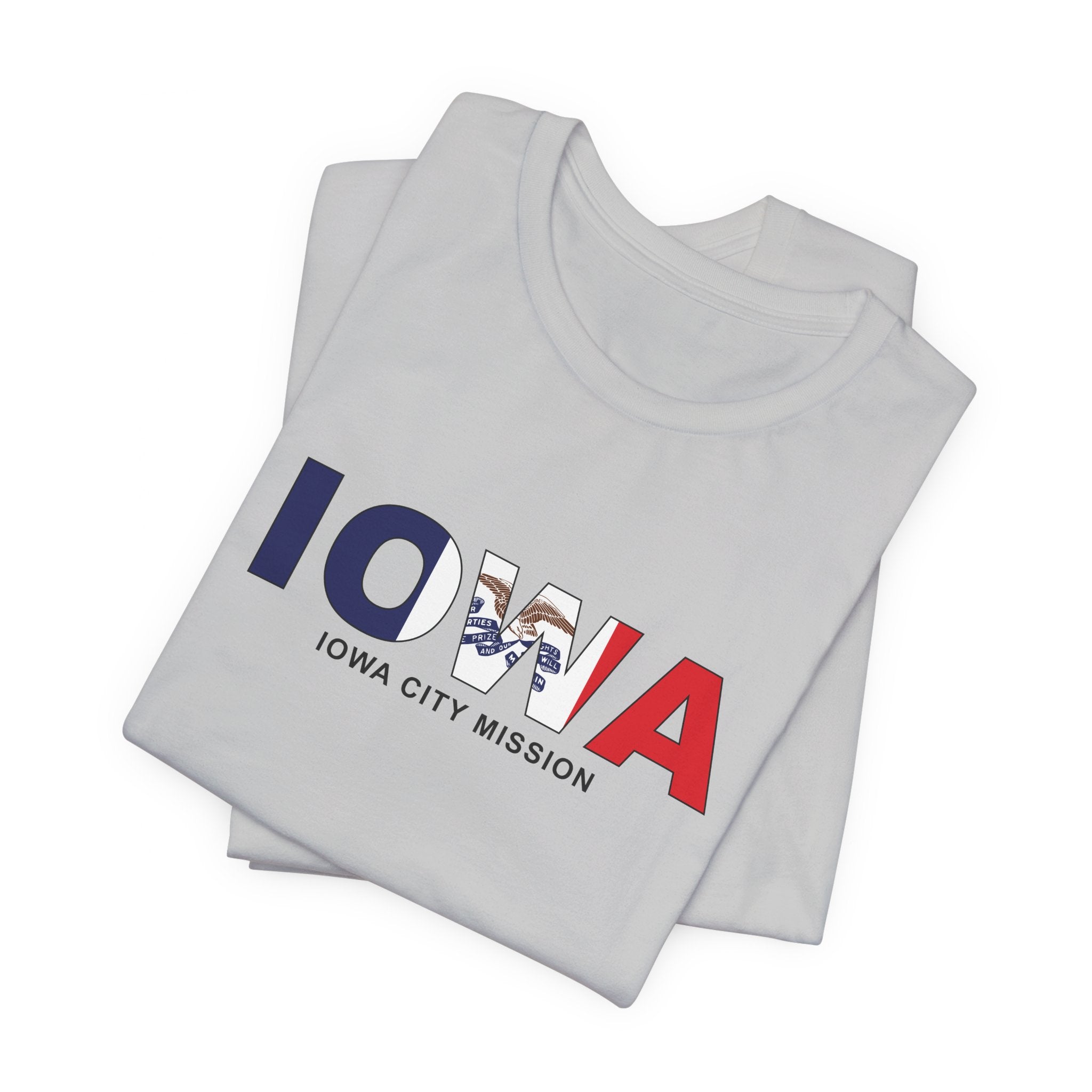 Iowa Iowa City Mission Flag Title T-shirt - Latter-Day Saint LDS Missionary Gift - Book of Mormon