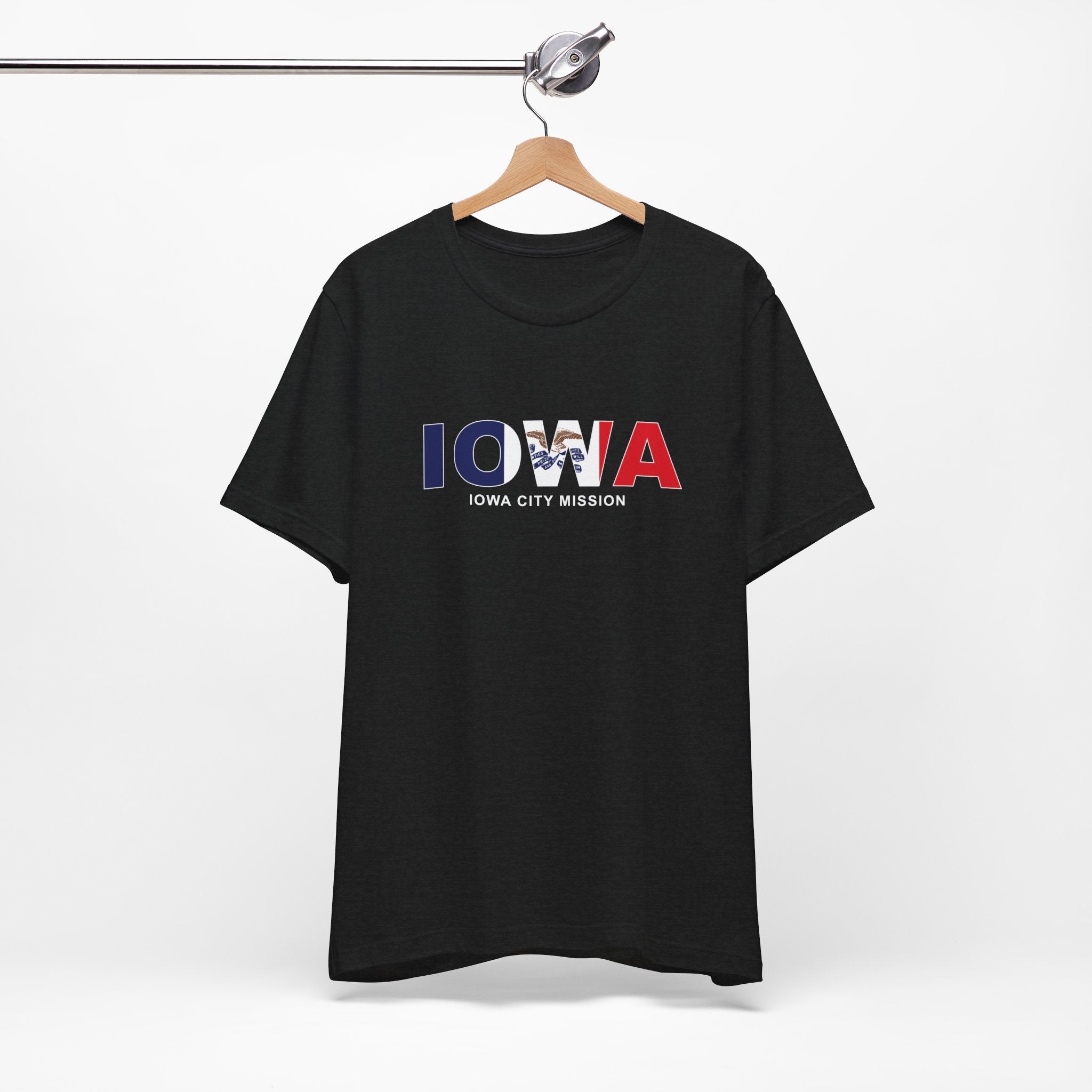 Iowa Iowa City Mission Flag Title T-shirt - Latter-Day Saint LDS Missionary Gift - Book of Mormon