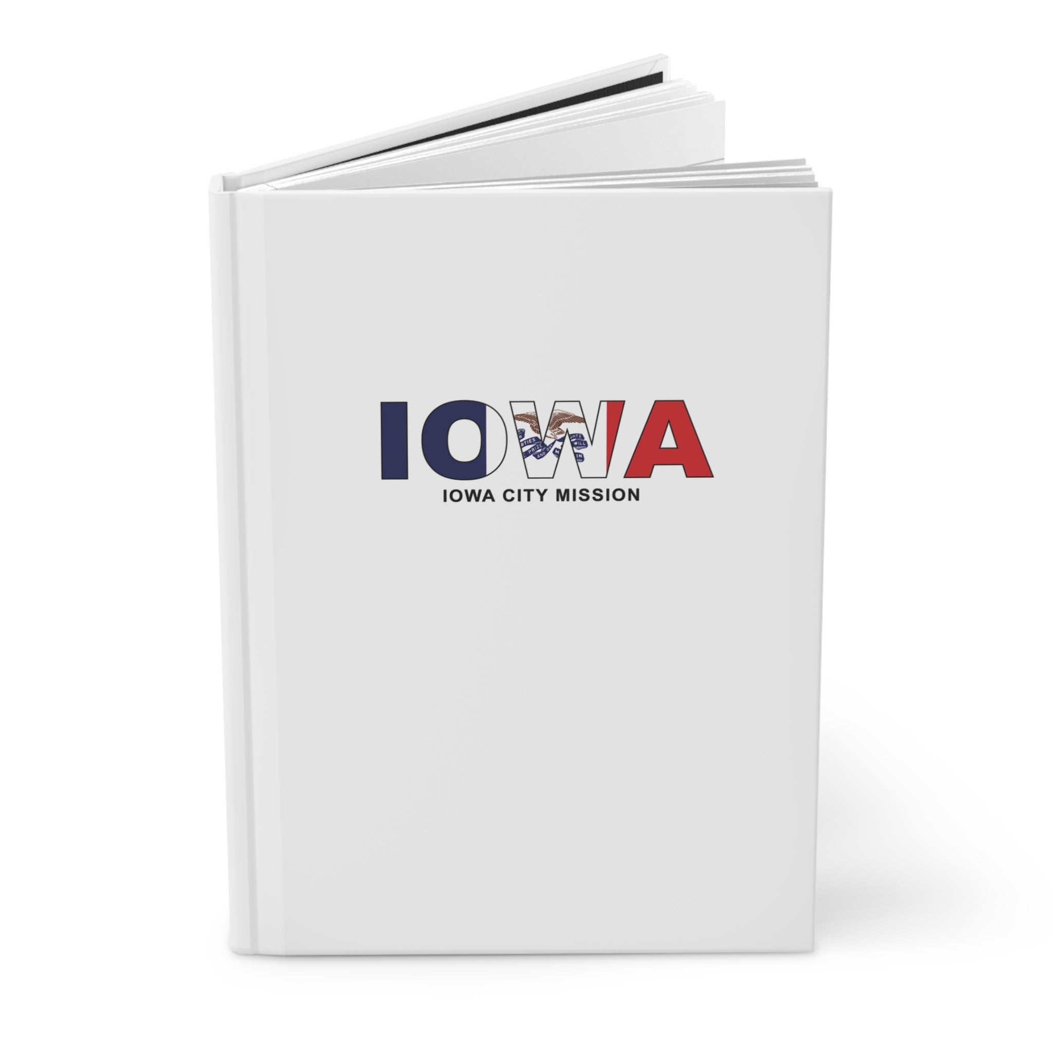 Iowa Iowa City Mission Flag Title White Hardcover Journal Matte - Latter-Day Saint LDS Missionary Gift - Book of Mormon