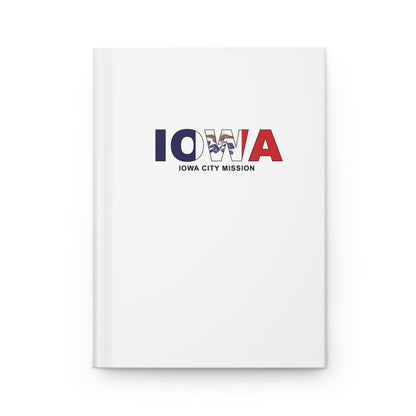 Iowa Iowa City Mission Flag Title White Hardcover Journal Matte - Latter-Day Saint LDS Missionary Gift - Book of Mormon