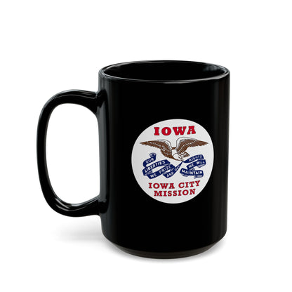 Iowa Iowa City Mission State Flag Logo Ceramic Mug Black Name - Latter-Day Saint LDS Missionary Gift - Book of Mormon