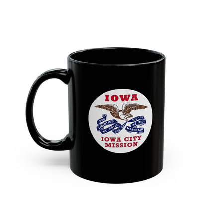 Iowa Iowa City Mission State Flag Logo Ceramic Mug Black Name - Latter-Day Saint LDS Missionary Gift - Book of Mormon