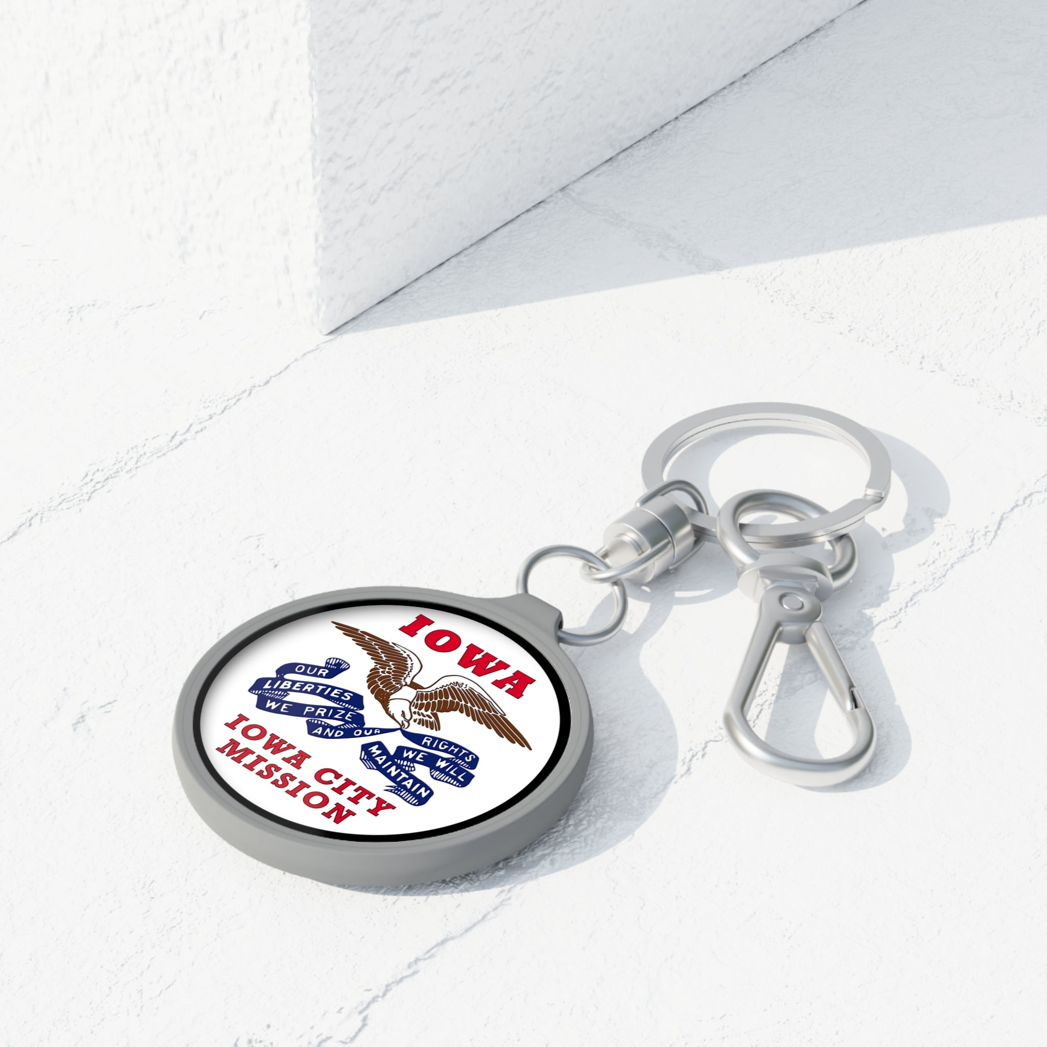 Iowa Iowa City Mission State Flag Logo Key Tag - Latter-Day Saint LDS Missionary Gift - Book of Mormon