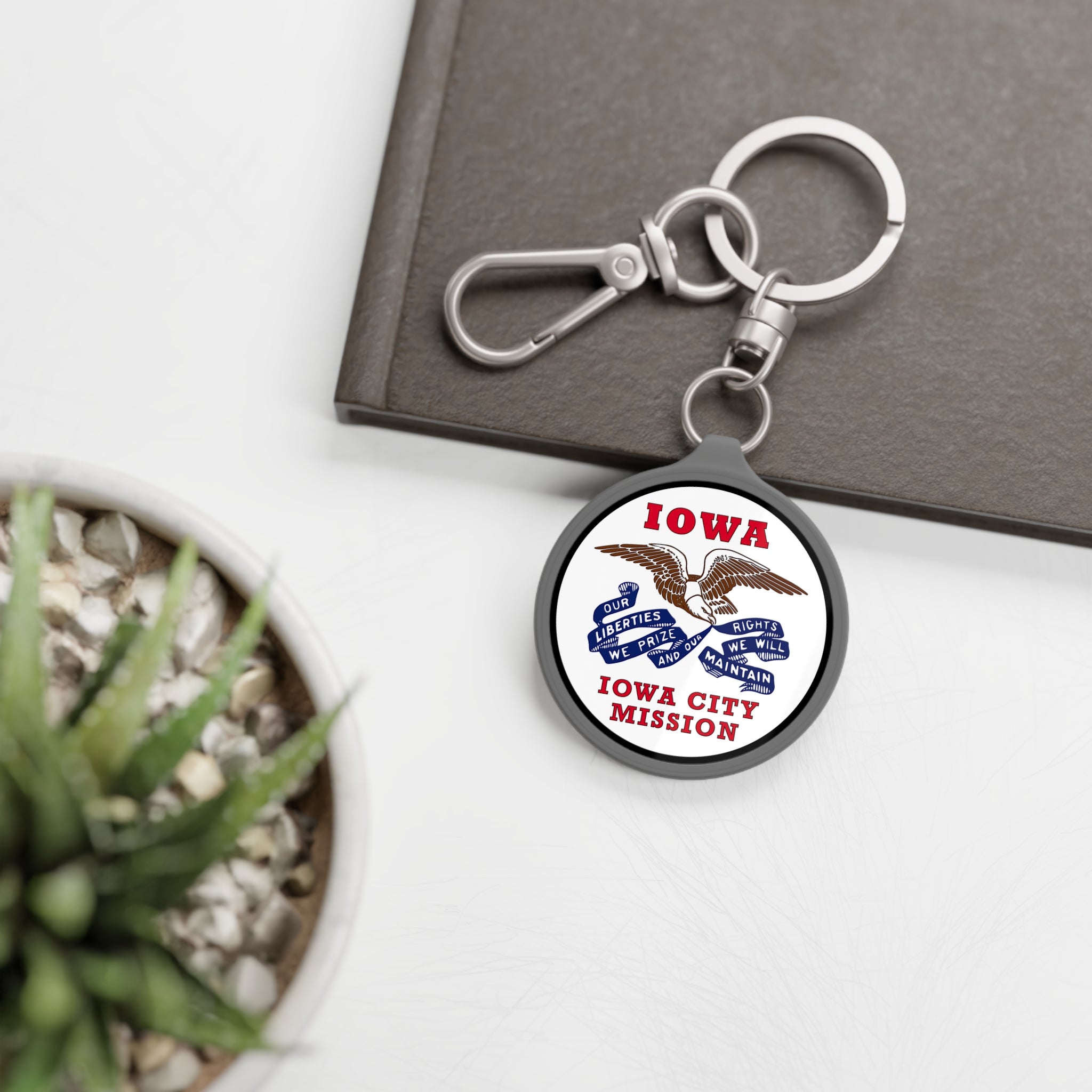 Iowa Iowa City Mission State Flag Logo Key Tag - Latter-Day Saint LDS Missionary Gift - Book of Mormon