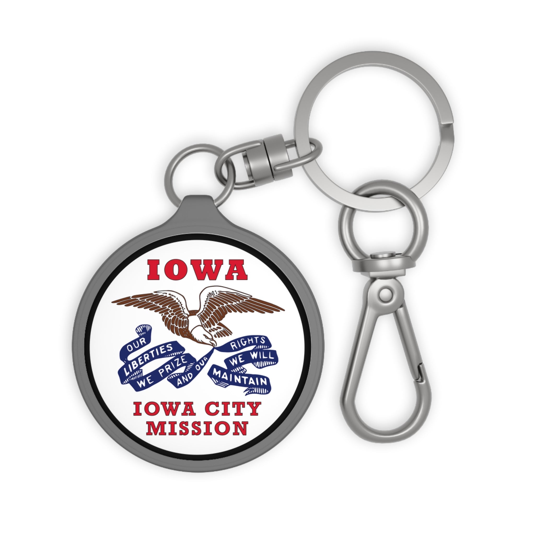 Iowa Iowa City Mission State Flag Logo Key Tag - Latter-Day Saint LDS Missionary Gift - Book of Mormon