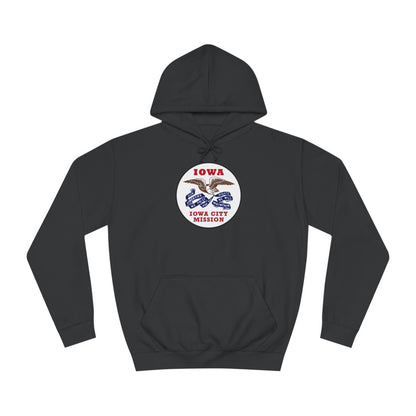 Iowa Iowa City Mission State Flag Logo (White Border) College Hoodie