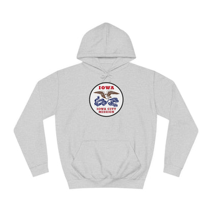 Iowa Iowa City Mission State Flag Logo (White Border) College Hoodie