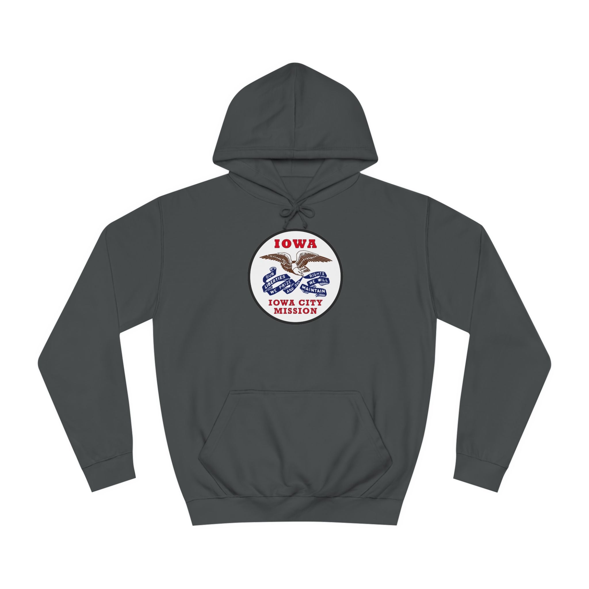 Iowa Iowa City Mission State Flag Logo (White Border) College Hoodie