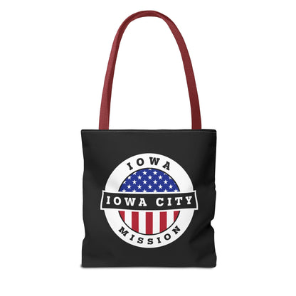 Iowa Iowa City Mission USA Flag Logo Tote Bag Black - Latter-Day Saint LDS Missionary Gift - Book of Mormon