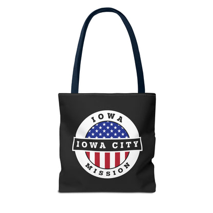 Iowa Iowa City Mission USA Flag Logo Tote Bag Black - Latter-Day Saint LDS Missionary Gift - Book of Mormon