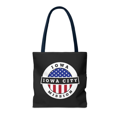 Iowa Iowa City Mission USA Flag Logo Tote Bag Black - Latter-Day Saint LDS Missionary Gift - Book of Mormon