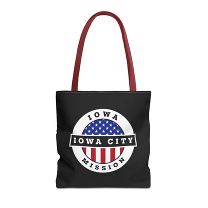 Iowa Iowa City Mission USA Flag Logo Tote Bag Black - Latter-Day Saint LDS Missionary Gift - Book of Mormon