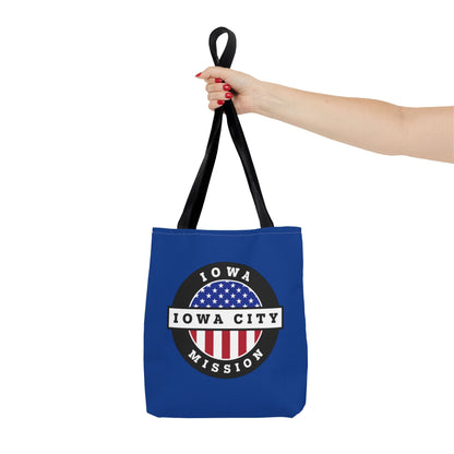 Iowa Iowa City Mission USA Flag Logo Tote Bag Blue - Latter-Day Saint LDS Missionary Gift - Book of Mormon