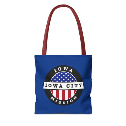 Iowa Iowa City Mission USA Flag Logo Tote Bag Blue - Latter-Day Saint LDS Missionary Gift - Book of Mormon