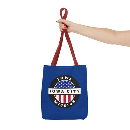 Iowa Iowa City Mission USA Flag Logo Tote Bag Blue - Latter-Day Saint LDS Missionary Gift - Book of Mormon