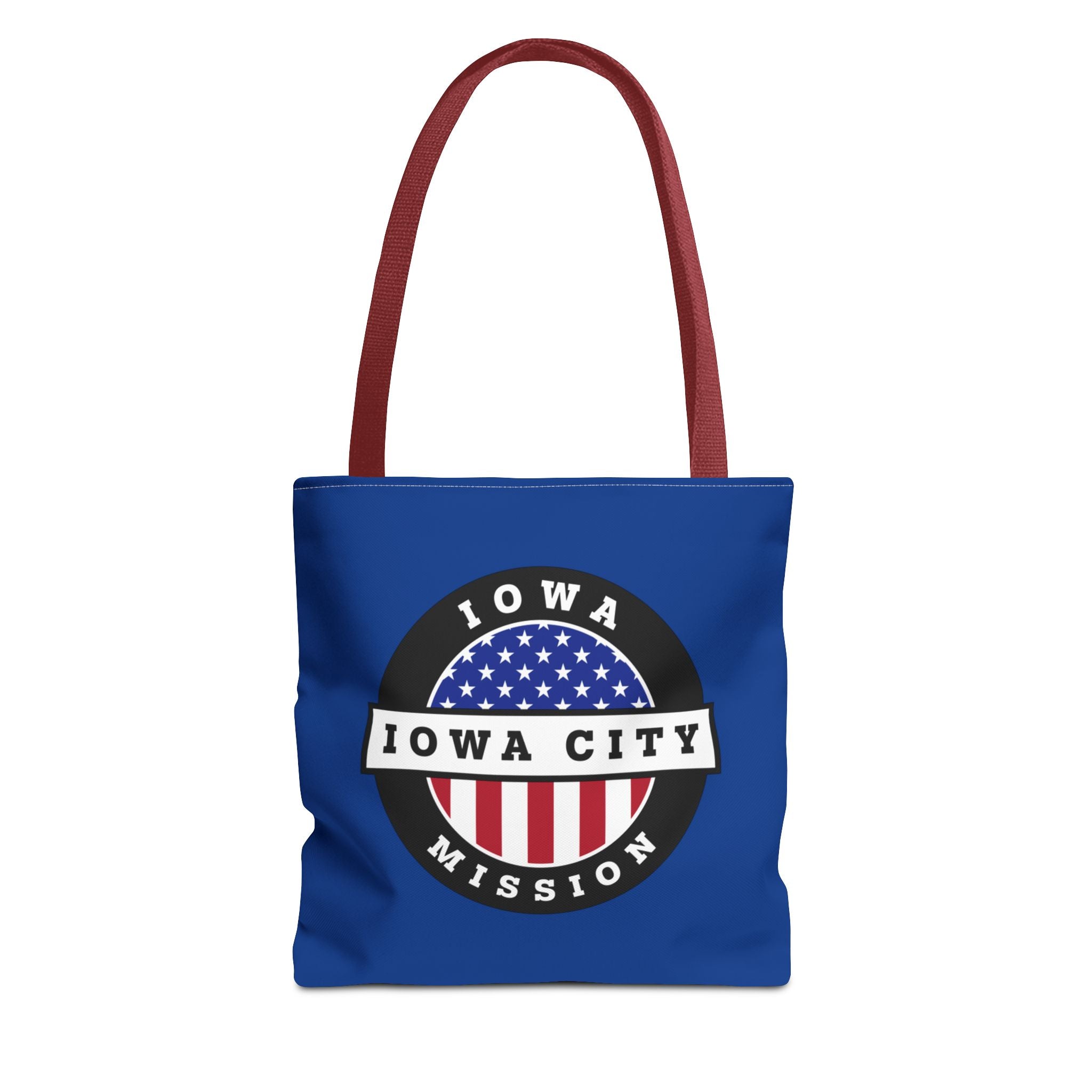 Iowa Iowa City Mission USA Flag Logo Tote Bag Blue - Latter-Day Saint LDS Missionary Gift - Book of Mormon