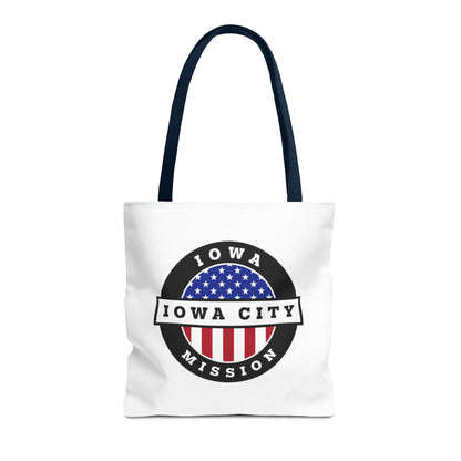 Iowa Iowa City Mission USA Flag Logo Tote Bag White - Latter-Day Saint LDS Missionary Gift - Book of Mormon