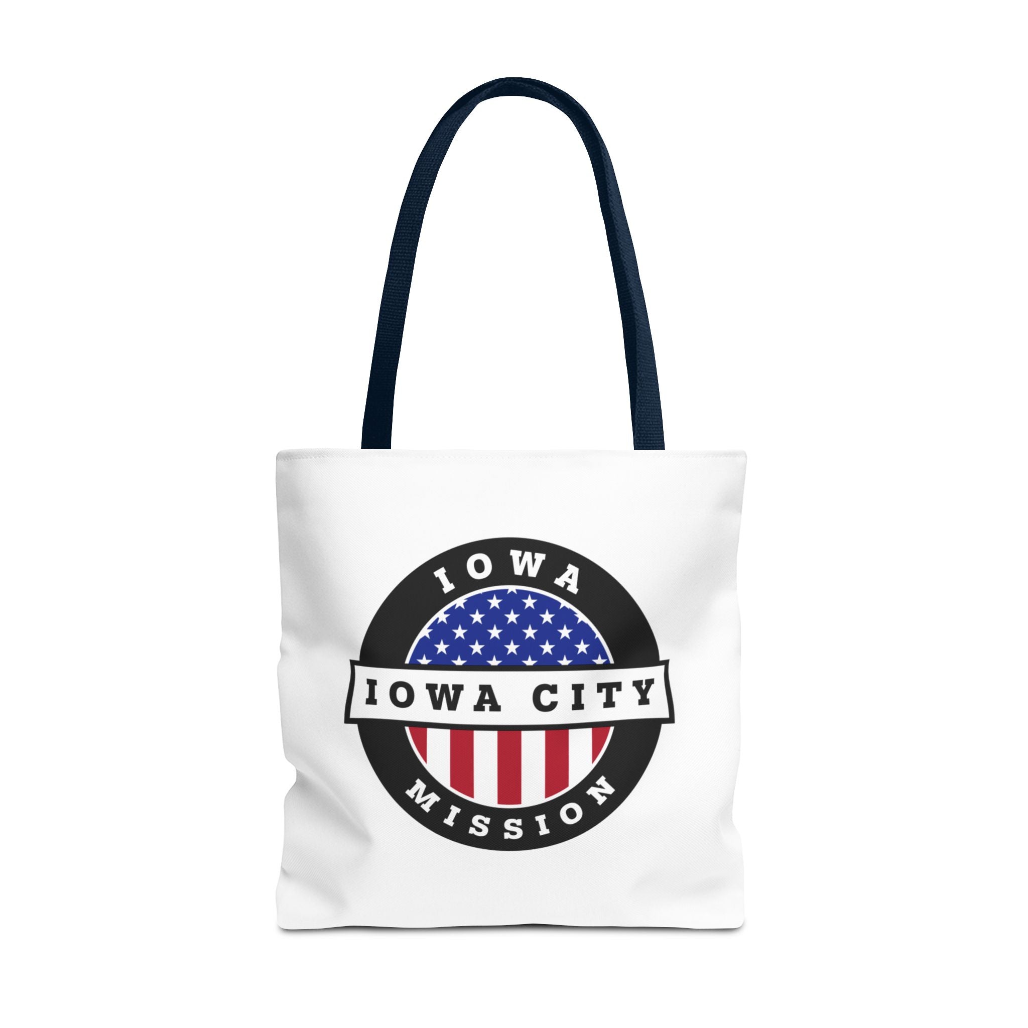 Iowa Iowa City Mission USA Flag Logo Tote Bag White - Latter-Day Saint LDS Missionary Gift - Book of Mormon