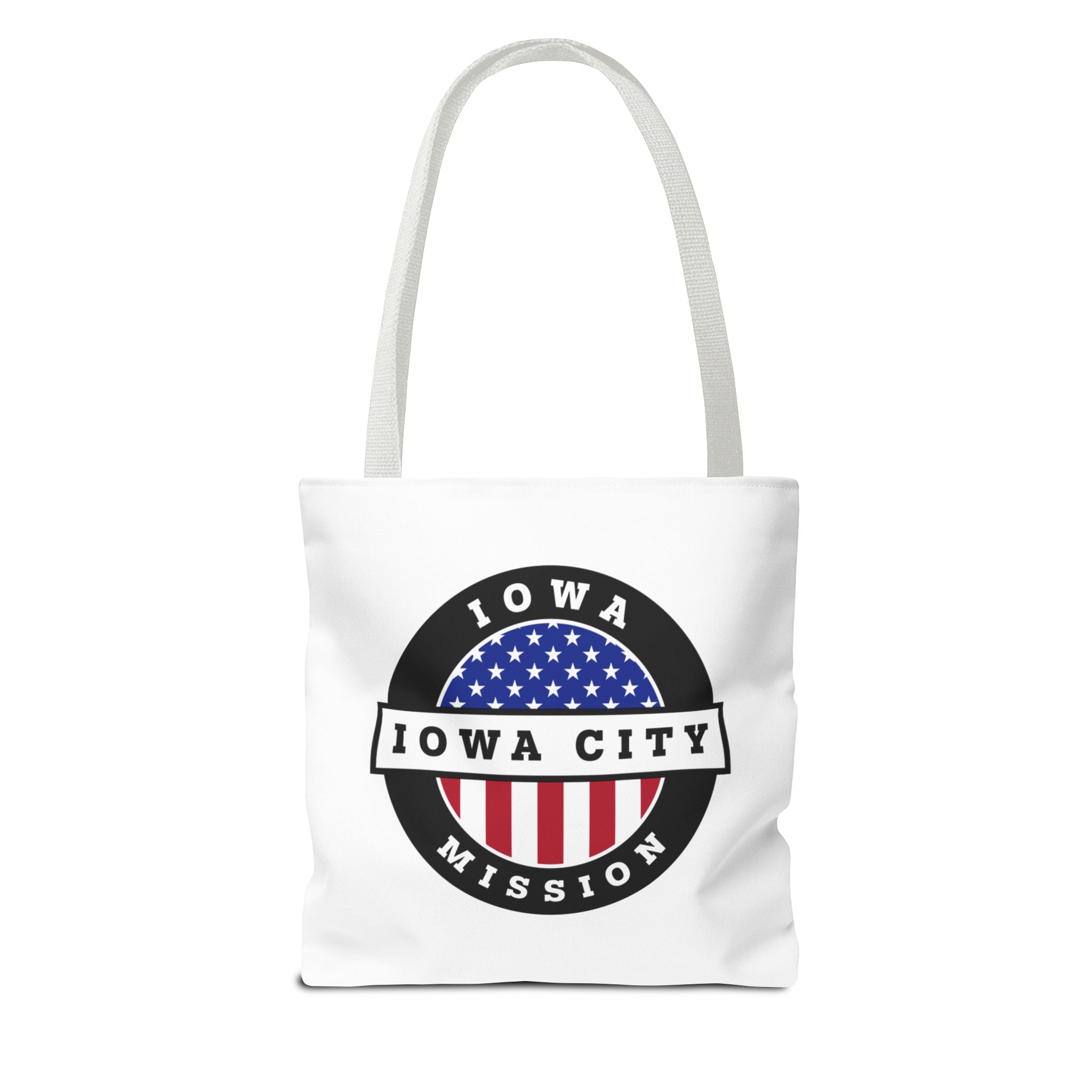 Iowa Iowa City Mission USA Flag Logo Tote Bag White - Latter-Day Saint LDS Missionary Gift - Book of Mormon