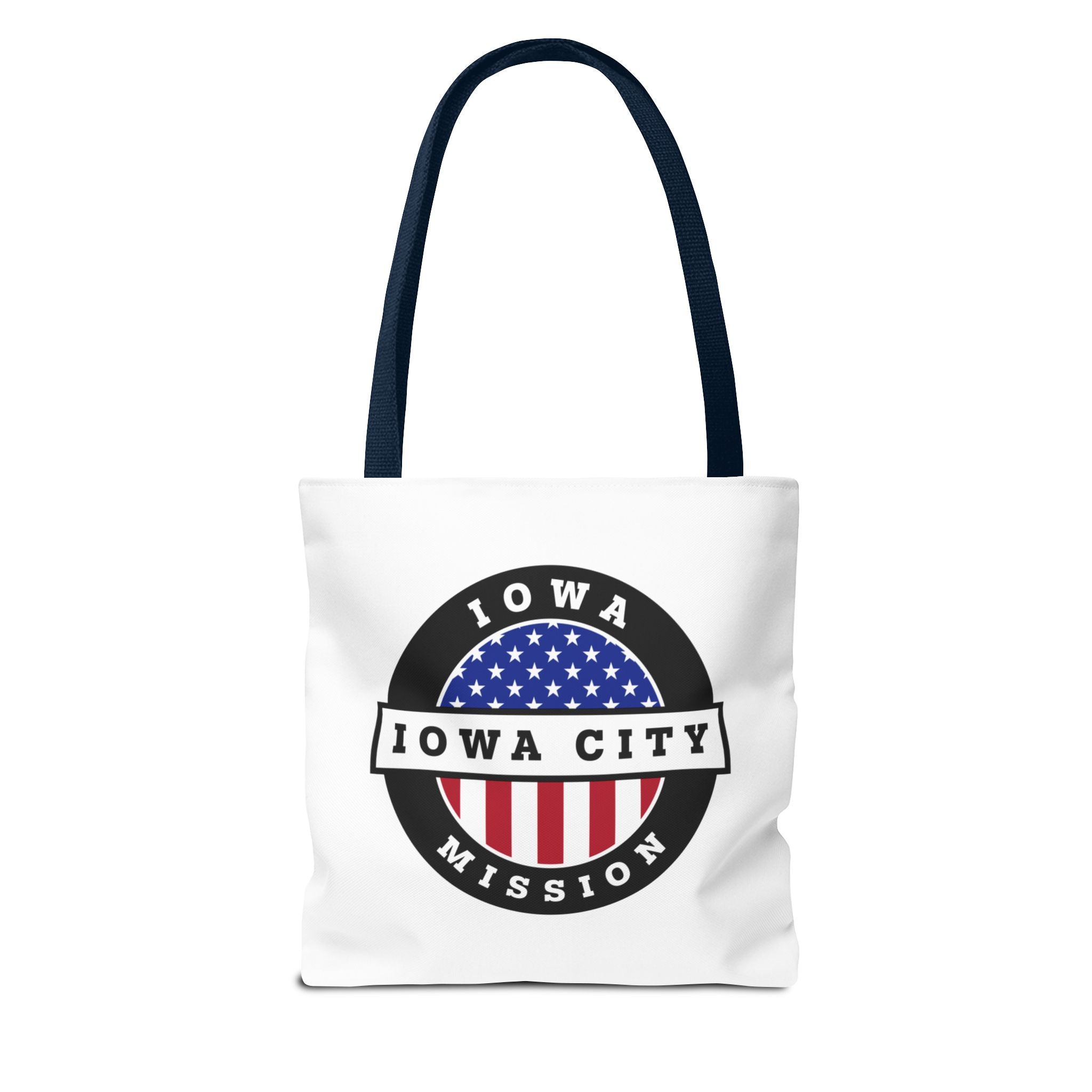 Iowa Iowa City Mission USA Flag Logo Tote Bag White - Latter-Day Saint LDS Missionary Gift - Book of Mormon