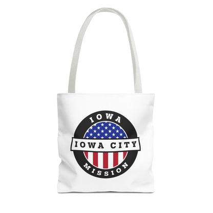 Iowa Iowa City Mission USA Flag Logo Tote Bag White - Latter-Day Saint LDS Missionary Gift - Book of Mormon