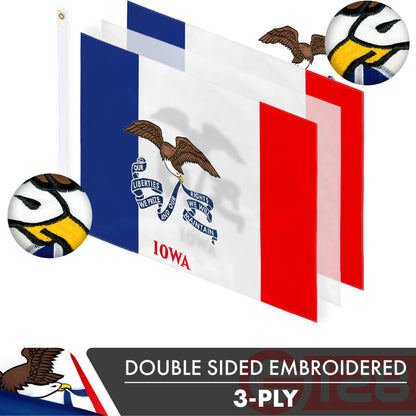 Iowa State Flag 210D Embroidered Polyester 3x5 Ft - Double Sided 3ply