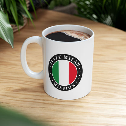 Italy Milan Mission Circular Flag White Ceramic Mug - Latter-Day Saint LDS Missionary Gift - Book of Mormon