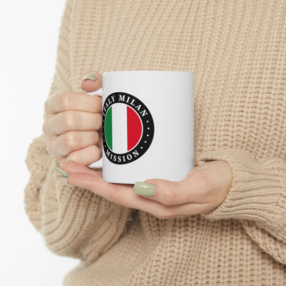 Italy Milan Mission Circular Flag White Ceramic Mug - Latter-Day Saint LDS Missionary Gift - Book of Mormon