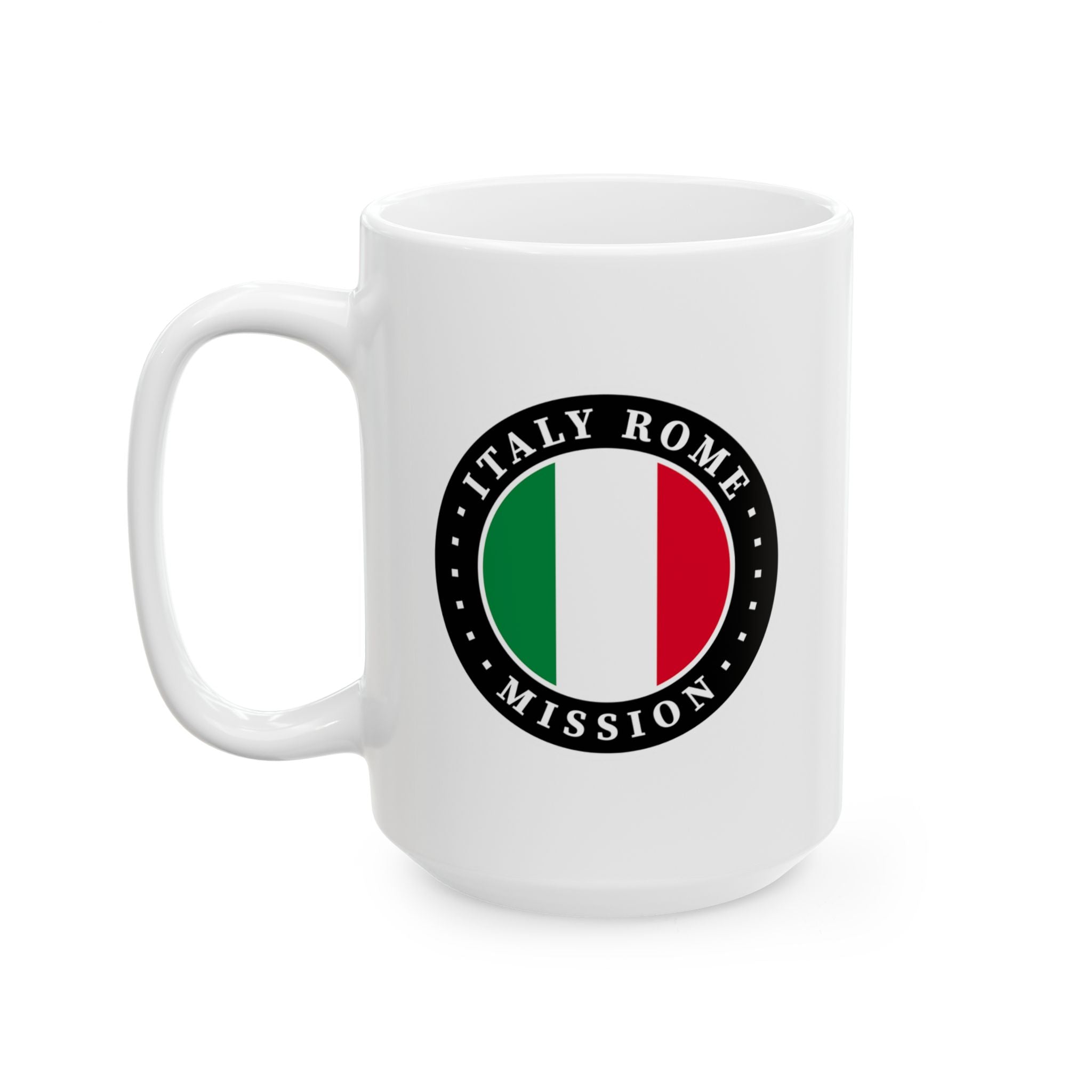 Italy Rome Mission Circular Flag White Ceramic Mug - Latter-Day Saint LDS Missionary Gift - Book of Mormon