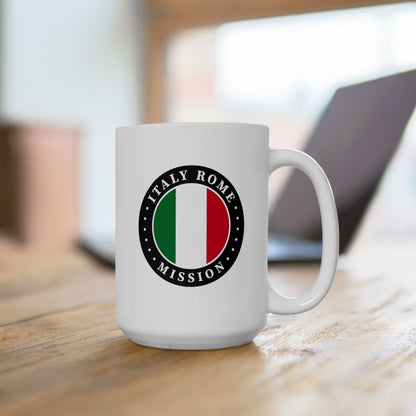 Italy Rome Mission Circular Flag White Ceramic Mug - Latter-Day Saint LDS Missionary Gift - Book of Mormon