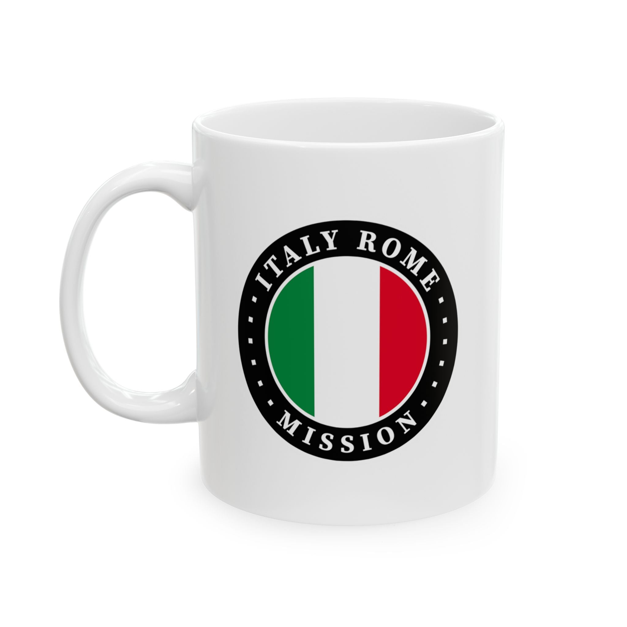 Italy Rome Mission Circular Flag White Ceramic Mug - Latter-Day Saint LDS Missionary Gift - Book of Mormon