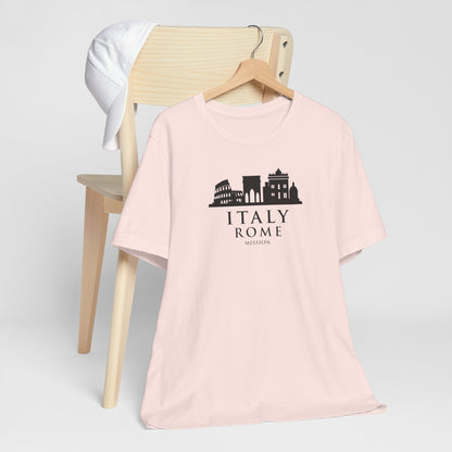 Italy Rome Mission Circular Monochrome Logo T-Shirt - Latter-Day Saint LDS Missionary Gift - Book of Mormon