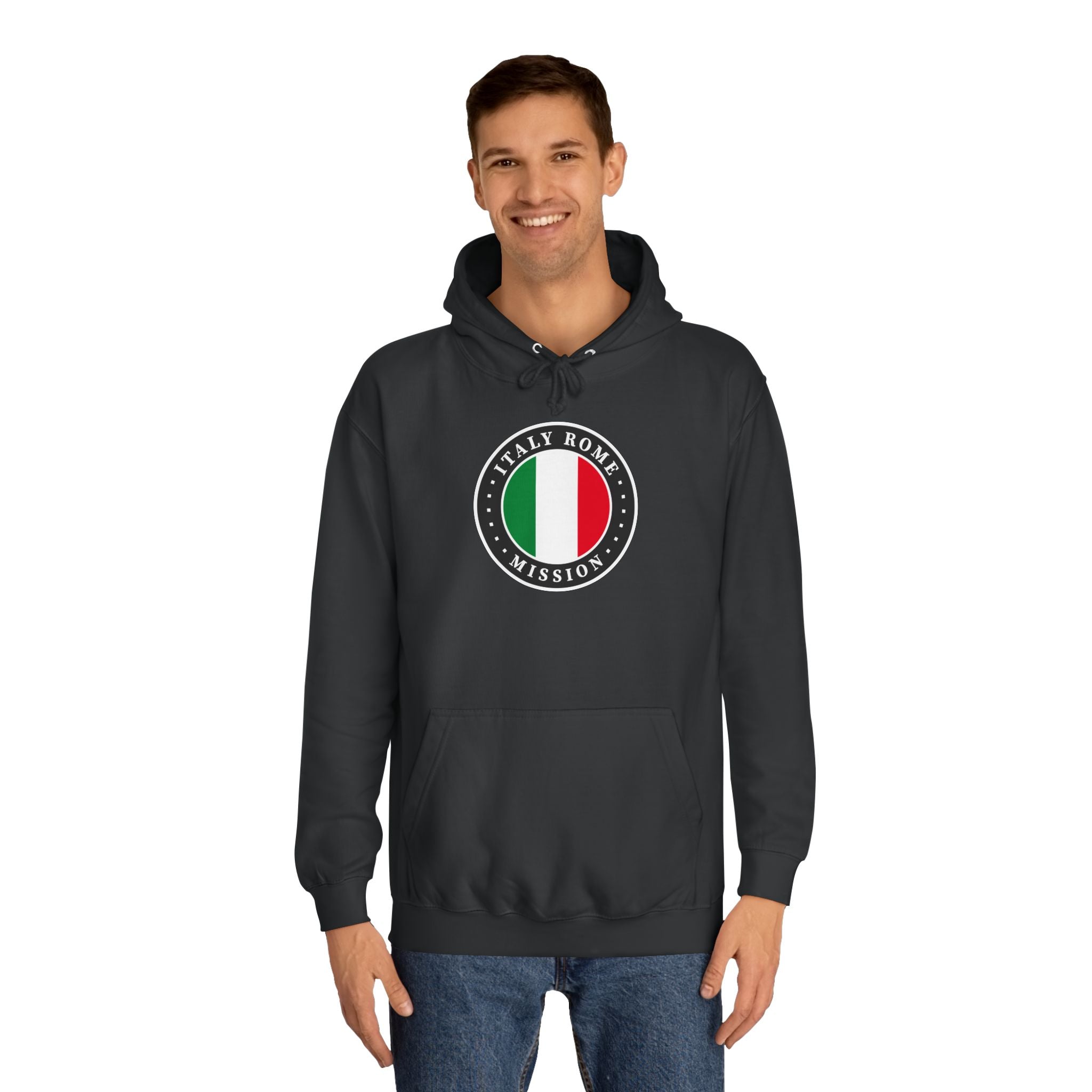 Italy Rome Mission Flag Logo (Black Border) College Hoodie - Latter-Day Saint LDS Missionary Gift - Book of Mormon