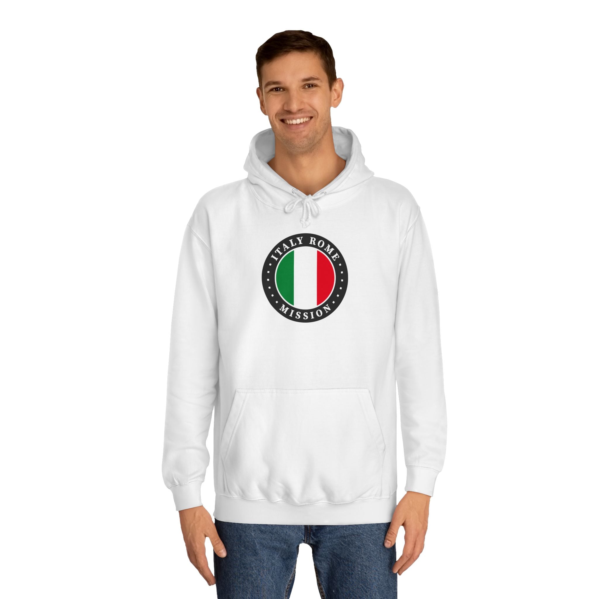 Italy Rome Mission Flag Logo (Black Border) College Hoodie - Latter-Day Saint LDS Missionary Gift - Book of Mormon