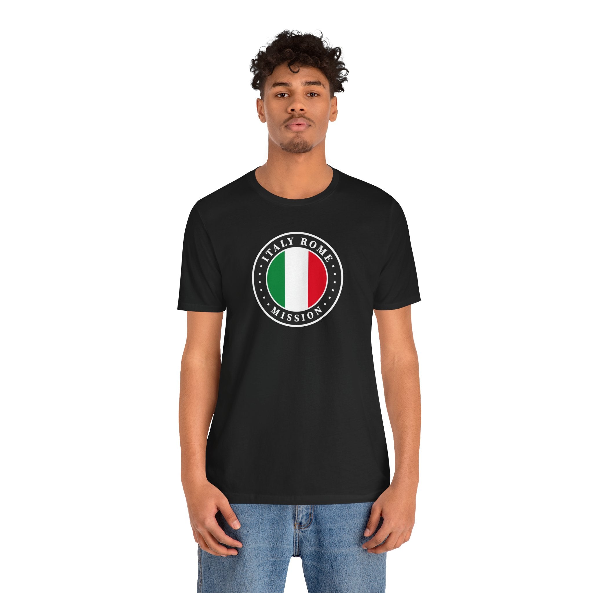 Italy Rome Mission Flag Logo (Black Border) T-shirt - Latter-Day Saint LDS Missionary Gift - Book of Mormon