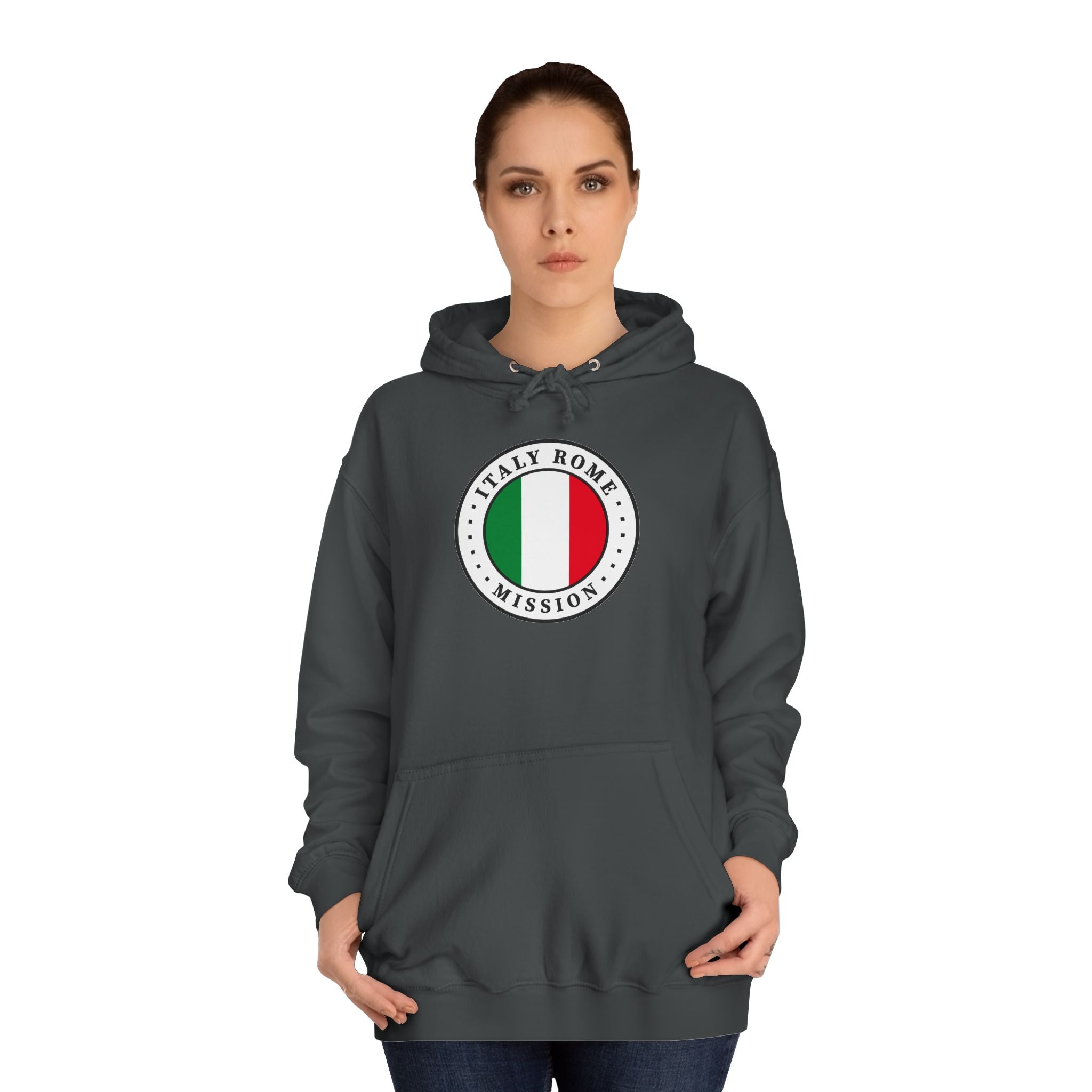 Italy Rome Mission Flag Logo (White Border) College Hoodie - Latter-Day Saint LDS Missionary Gift - Book of Mormon