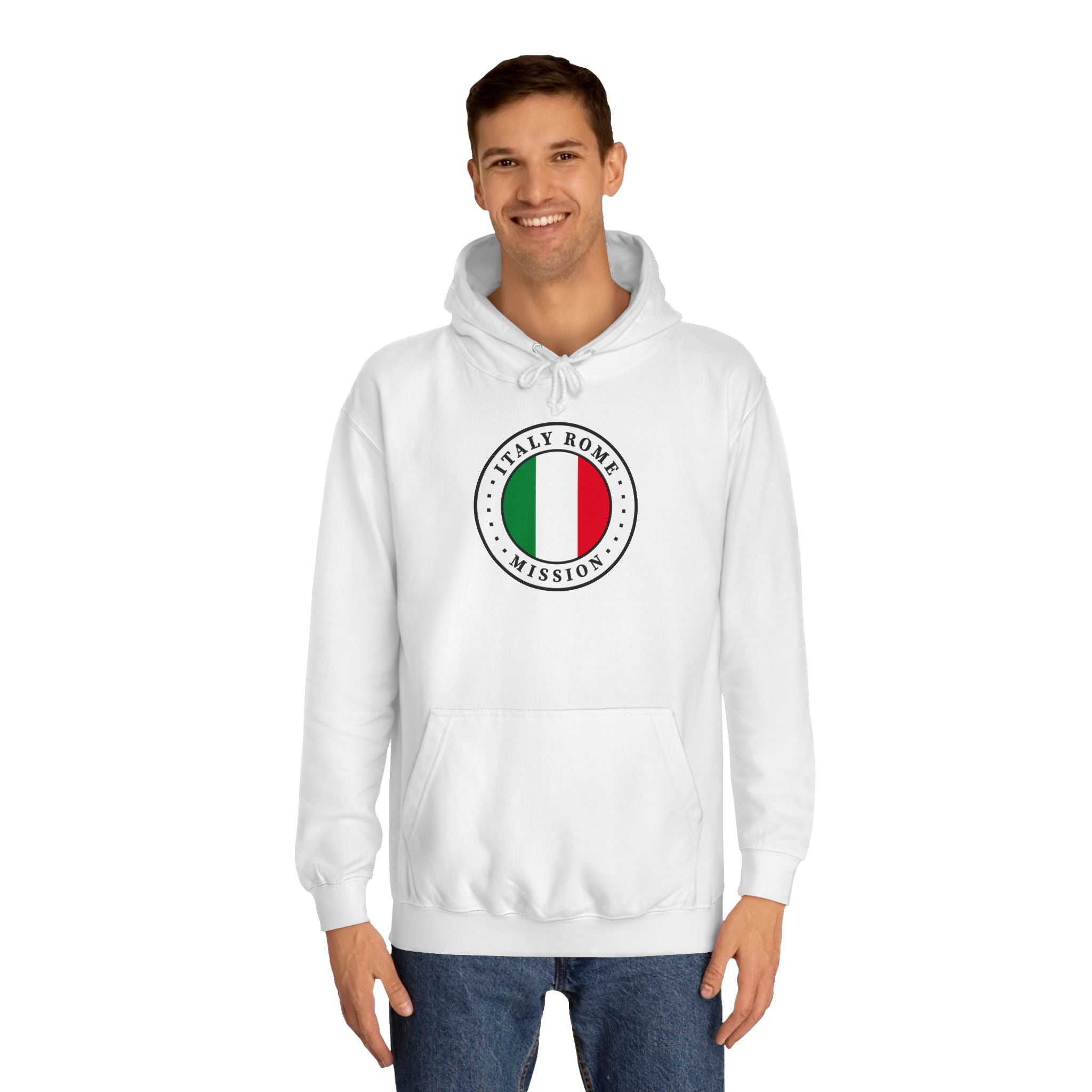 Italy Rome Mission Flag Logo (White Border) College Hoodie - Latter-Day Saint LDS Missionary Gift - Book of Mormon