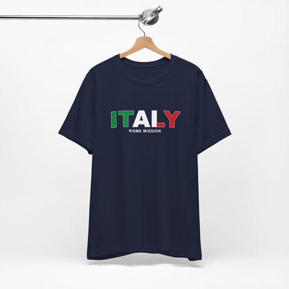 Italy Rome Mission Flag Title T-shirt - Latter-Day Saint LDS Missionary Gift - Book of Mormon